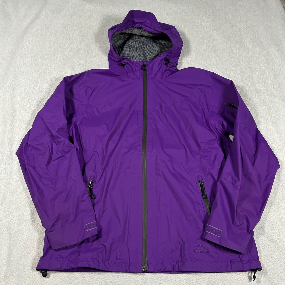 L.L.Bean Rain Jacket Womens Large Purple Waterproof Hooded Shell 290586